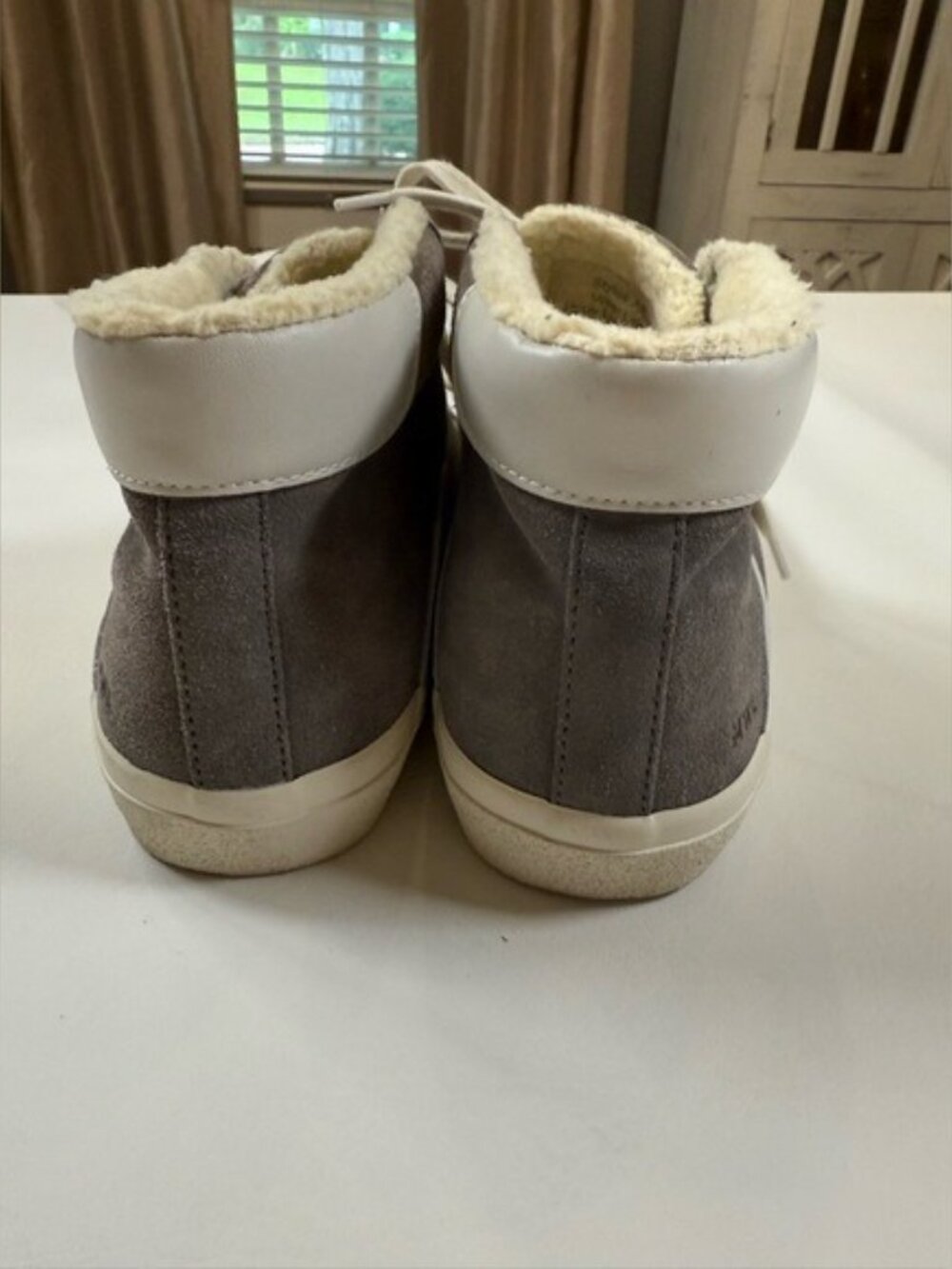 Madewell Cloudlift Grey High Top Sneakers Suede/Faux Shearling Womens 9.5 - Picture 5 of 11